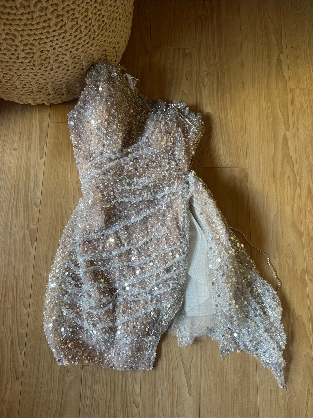 Tabja Strapless Sequin Cocktail Dress in Silver